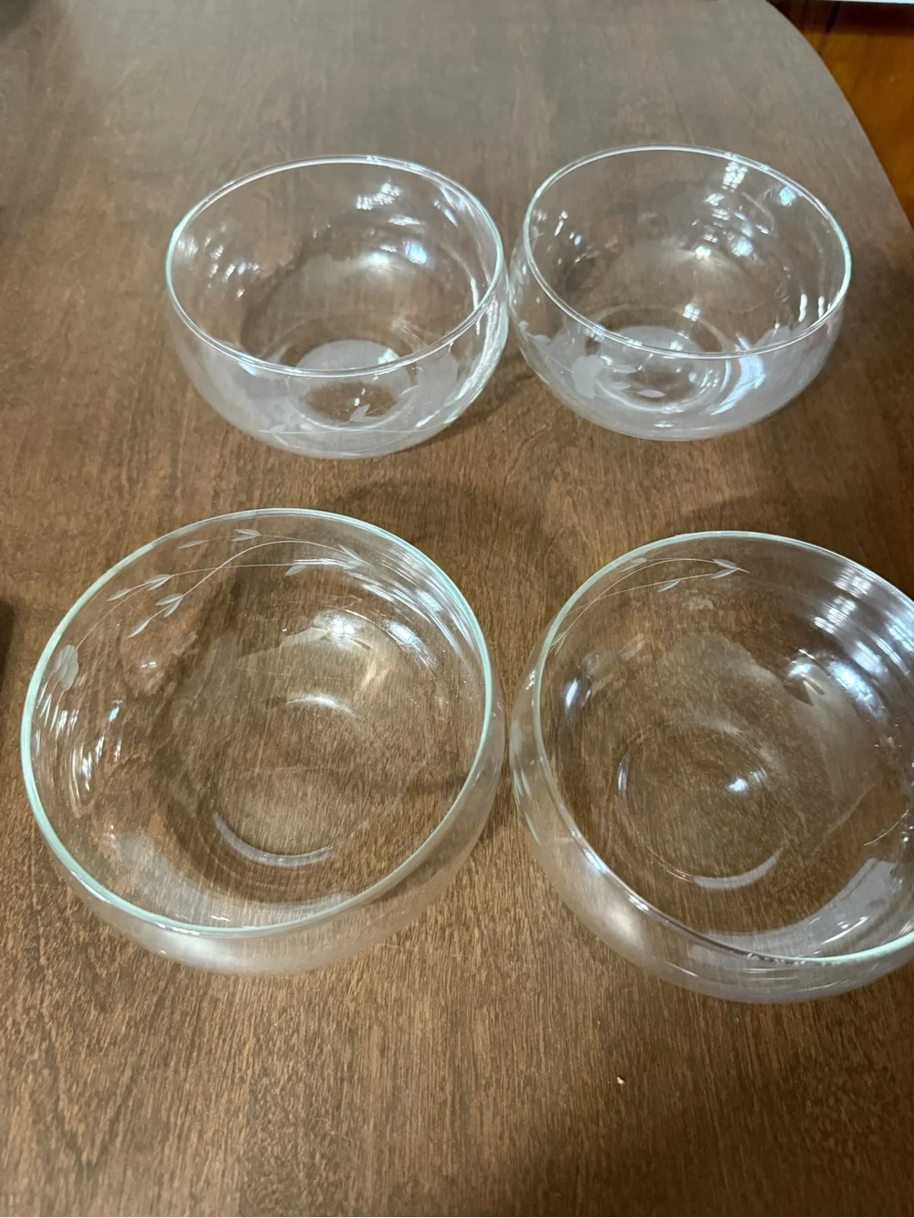 Princess House Heritage Soup Salad Cereal Bowls Set Of 4 Etched Floral Design